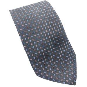 BROOKS BROTHERS Men's‎ 100% Silk Necktie USA Designer Geometric Blue/Gray/Red